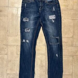 Women’s Cato Premium distressed embroidery jeans size 4